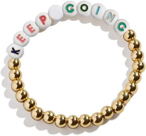 Vista 7 de Brazalete de cuentas chapadas en oro de 14 quilates, delicado y apilable, para mujeres y niñas