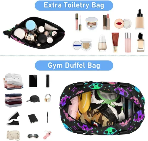 Vista 3 de Bolsa de lona de viaje, bolsa de lona deportiva con bolsillo húmedo, bolsa de fin de semana para mujeres y hombres, bolsa de gimnasio, bolsa