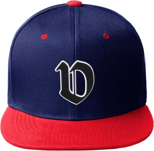 Vista 377 de Daxton Gorra clásica con visera de billete plano con letras del alfabeto inglés antiguo de la A a la Z