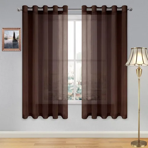 Vista 77 de DWCN Cortinas traslúcidas color verde frijol para sala de estar y dormitorio - Cortinas voile con aspecto de lino sintético con ojales en la parte