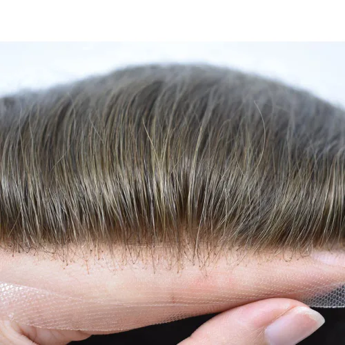 Vista 89 de Mens Toupee Natural Hairline Swiss Lace Toupee Remy Human Hair Piece For Men Bleached Knots Mens Hair Replacement System Toupee 6X8#1 Jet Black 100%