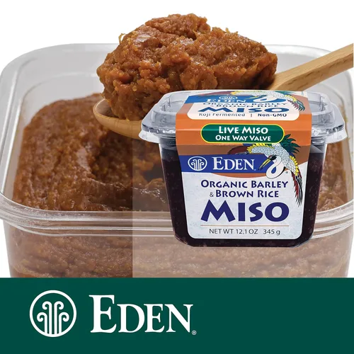Vista 5 de Eden Pasta de miso orgánica de cebada y arroz integral, Mugi y Genmai, cultura viva, rica en Umami, fabricada en Japón, 12.1 oz (345 g)