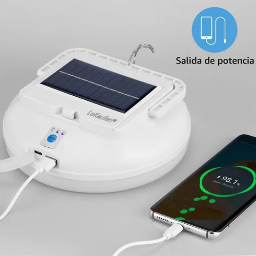 Vista 8 de Linterna solar que acampa 126 LED, luz colgante recargable de la tienda