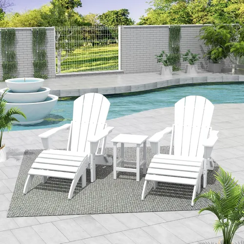 Vista 39 de WestinTrends Malibu - Silla de salón para exteriores, juego de 2 sillas Adirondack con otomana, sillas plegables de madera de polietileno para todo