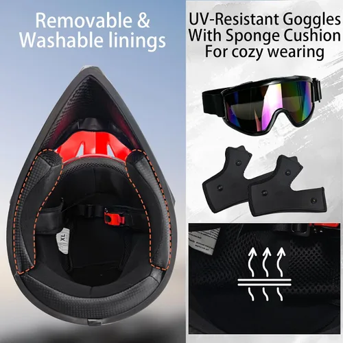 Vista 6 de Cascos de Dirt Bike para Jóvenes de Moda para Niños, Motocross, Motocicleta, BMX, ATV, Todoterreno, Cuatro Ruedas, Cascos Integrales para Bicicleta