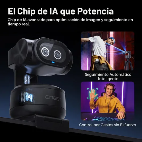 Vista 3 de EMEET PIXY Cámara PTZ 4K con doble cámara alimentada por IA y trípode de escritorio