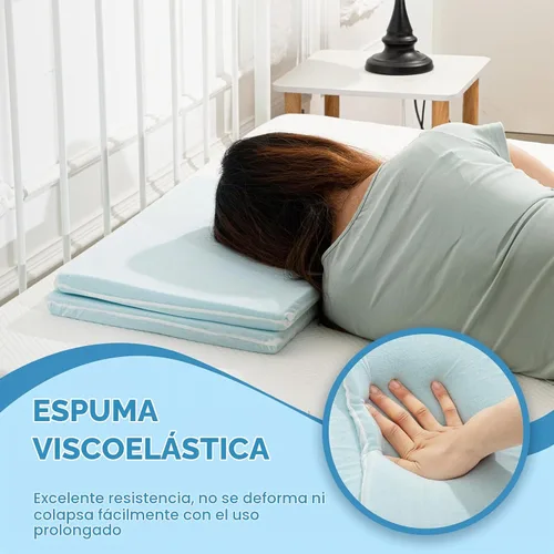 Vista 7 de Beeveer 1 almohada delgada de espuma viscoelástica plana, azul