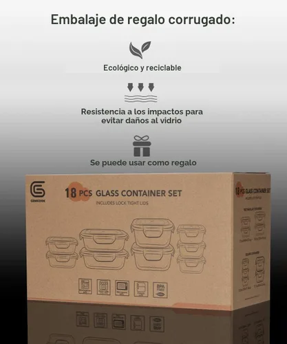 Vista 8 de S SALIENT 18 recipientes de vidrio para almacenamiento de alimentos con tapas, recipientes de vidrio para preparación de comidas, recipientes