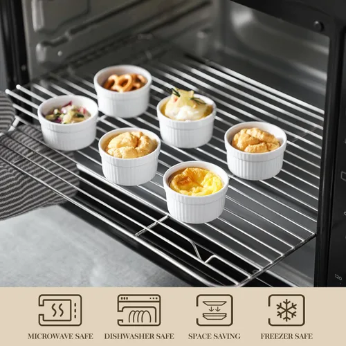 Vista 11 de MALACASA RAMEKIN.DISH - Juego de 24 mini ramekins de 2 onzas, Ramiken, moldes de cerámica para crema brulee, tazas de natillas blancas, cuencos
