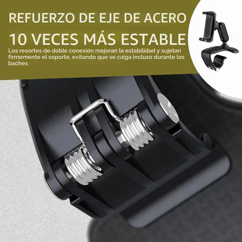 Vista 4 de Soporte giratorio para teléfono de automóvil de 360°, abrazadera de resorte ajustable para teléfonos inteligentes de 4.7 a 6.5 pulgadas, soporte