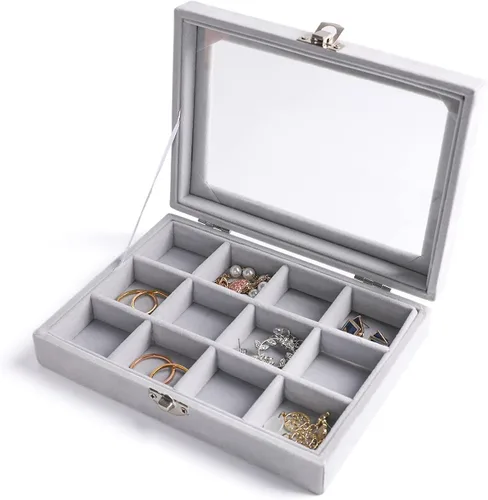 Vista 20 de Frebeauty Bandeja organizadora de anillos de terciopelo pequeña Beige