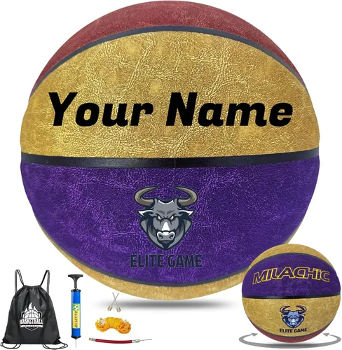 Vista 8 de Balones de baloncesto personalizados para interiores y exteriores, regalo de baloncesto de cuero compuesto con nombre, texto, logotipo