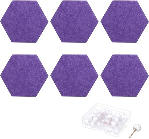 Vista 9 de Tablón de anuncios de fieltro a prueba de sonido, paneles de pared hexagonales autoadhesivos (con pasadores de empuje)