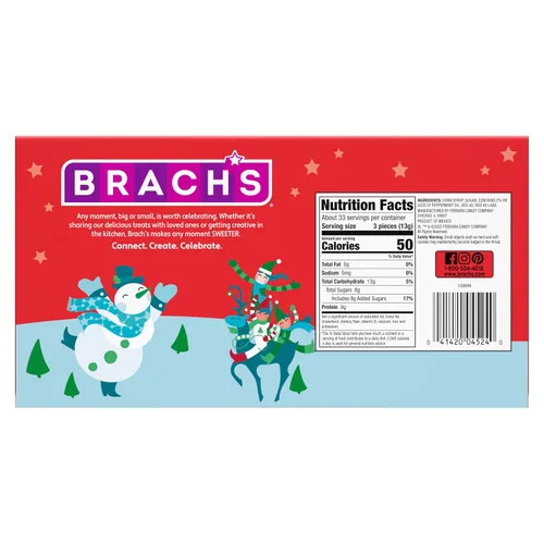 Vista 2 de Bastones de caramelo de menta mini festivos de Brach's, caramelo de Navidad, caja de 100