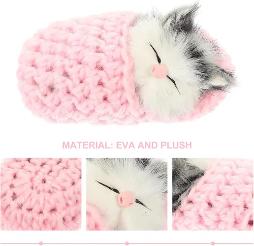 Vista 2 de Ciieeo - Muñeca de gato dormido en pantufla, mini gatito en zapato con sonidos de maullidos, juguete de mano para niños y niñas, decoración