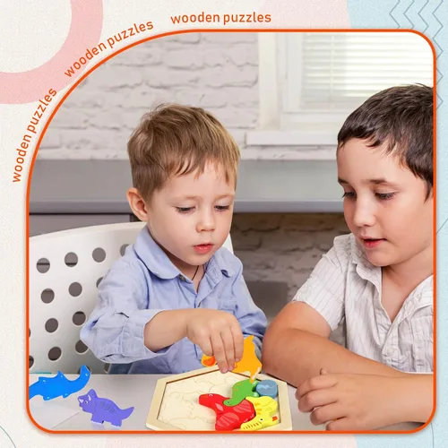 Vista 5 de Paquete de 5 rompecabezas de madera Tangram para niños, rompecabezas hexagonal de madera, bloques de rompecabezas con formas geométricas