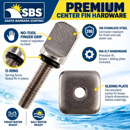 Vista 4 de SBS - Tornillo de aleta de acero inoxidable sin herramientas para Longboard y SUP - Elige 2 o 3 unidades Paquete de 2