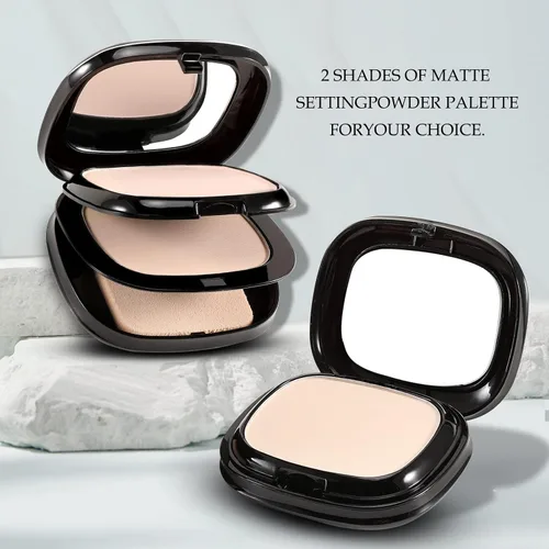 Vista 5 de Boobeen Polvo de ajuste de 2 capas – Polvo facial de acabado mate compacto – Sombra ligera impecable y ligera
