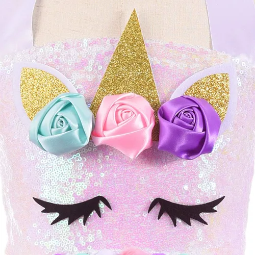 Vista 4 de Dicodoum Disfraz de unicornio para decoración de cumpleaños vestido de fiesta para niñas con luz