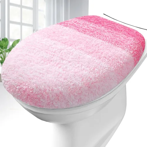 Vista 29 de OLANLY Funda de asiento de inodoro de microfibra suave para baño, cubiertas de asiento lavables a máquina, 17.5x15 pulgadas, con respaldo de goma