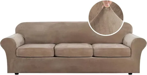 Vista 85 de H.VERSAILTEX - Funda elástica para sofá de 2 piezas, funda protectora de terciopelo, suave, con parte inferior elástica, con un ancho de hasta 49