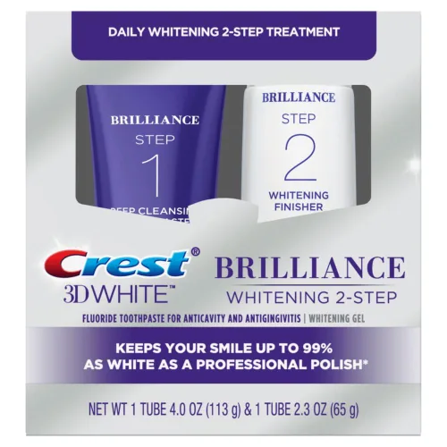 Vista 7 de Crest 3D White Brilliance - Kit de 2 pasos, pasta de dientes blanca Crest 3D, pasta de dientes de limpieza profunda (4 onzas) + gel blanqueador