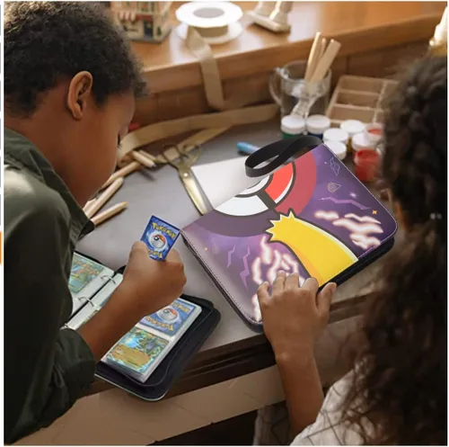 Vista 6 de Carolvy Carpeta de tarjetas Pokemon de 4 bolsillos carpeta de 400 bolsillos con 50 fundas extraíbles soporte para álbumes de coleccionista