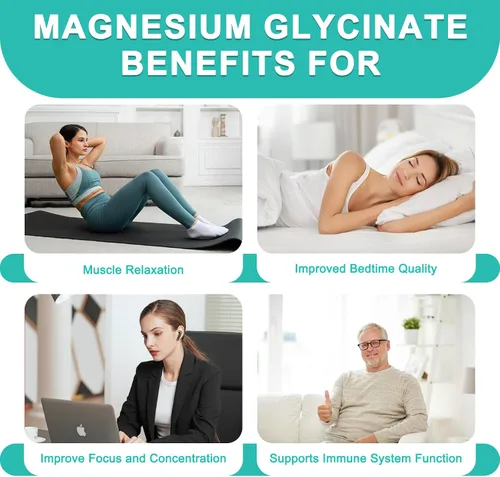 Vista 4 de Gomitas de glicinato de magnesio, gomitas de magnesio premium, suplemento de glicinato de magnesio para relajación, alivio del estrés y sueño