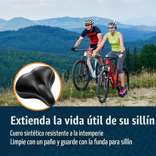 Vista 8 de Bikeroo Extra Wide Replacement Saddle - Fits Indoor & Outdoor Bicycles - Steel Spring & Elastomer Suspension - Center Cutout - Memory Foam