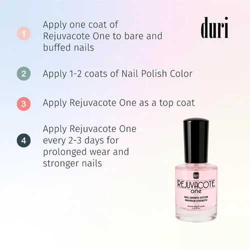 Vista 4 de Duri Rejuvacote - 1 sistema de crecimiento de uñas + paquete de esmalte de uñas 791 Berry Margarita Neon Purple – Fortalecedor de uñas y dúo