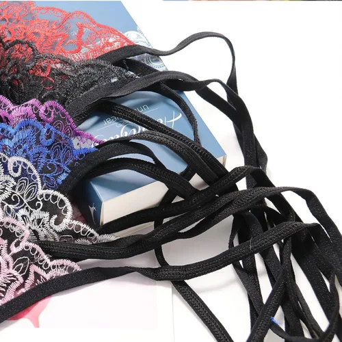 Vista 4 de HTRUIYA Bragas de lazo lateral sexy para mujer, tanga, ajustable, transparente, hilo de malla, ropa