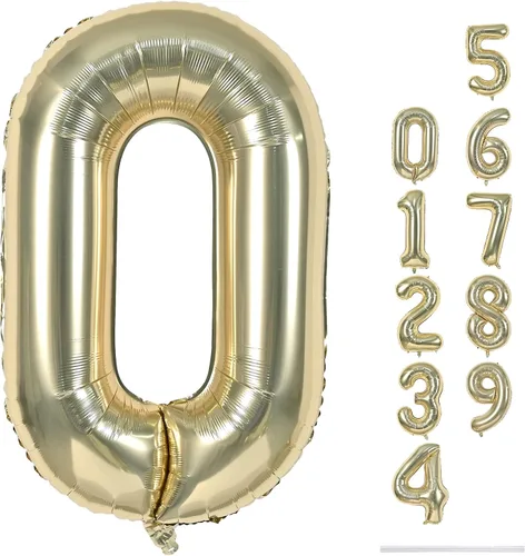 Vista 81 de Globo negro del número 0 para niñas y niños, 40 pulgadas, grande, número 0-9, de papel de aluminio, de Mylar para helio, juego de globos digitales