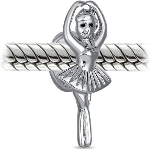 Vista 3 de Inspirational Pink White Dancer Prima Ballerina Shoes Ballet Slipper Dangling Bead Charm For Women Teen .925 Sterling Silver Fits European Bracelet