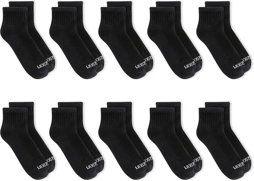 Vista 3 de Fruit of the Loom Paquete de 10 calcetines de tobillo de doble defensa para niños color negro talla de zapato para niños 6-75 10 pares paquete de 1