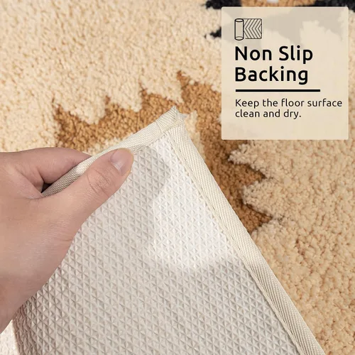 Vista 6 de DEXDE Alfombras de Baño Bohemias Marroquíes Alfombra de Baño 20x32 Pulgadas - Tapete de Baño Geométrico Antideslizante, Beige Crema Lavable a