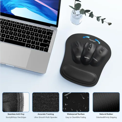 Vista 5 de Juego de reposamuñecas para teclado y alfombrilla para mouse con soporte de muñeca, espuma viscoelástica ergonómica para aliviar el dolor