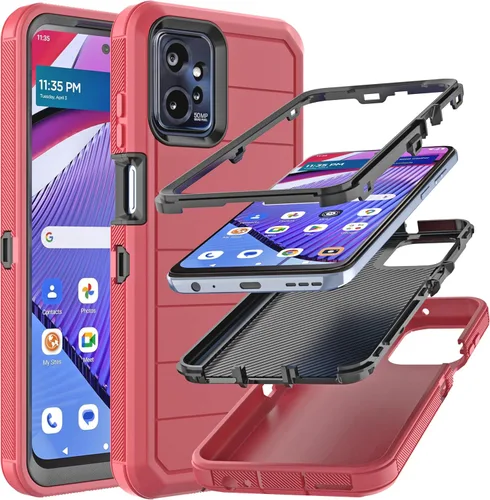 Vista 8 de Funda para Moto G Power 2023 5G (sin protector de pantalla) con funda duradera de 3 capas a prueba de caídas, a prueba de golpes, funda de goma