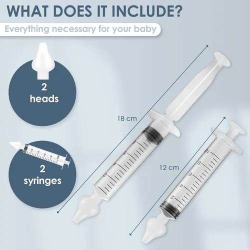 Vista 5 de Bluet B - Jeringa nasal para bebés (paquete de 2) - Aspirador nasal de silicona seguro para recién nacidos - Eliminación de moco infantil - Jeringa
