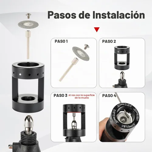 Vista 5 de 3mirrors - Afilador de electrodos de tungsteno de aluminio con cabezal de herramienta de soldadura TIG, ranura de corte multiángulo