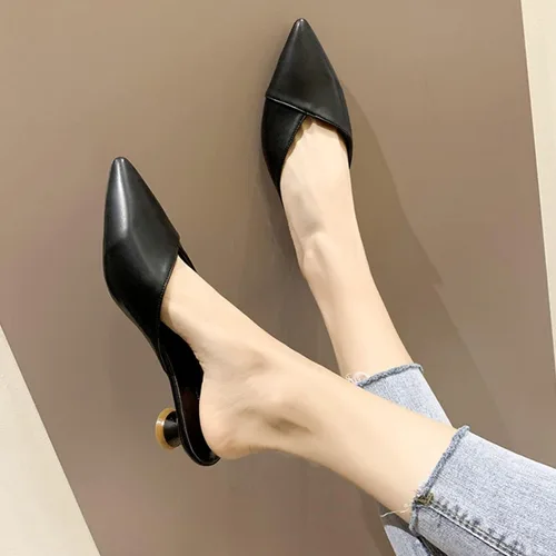 Vista 3 de Cómodas sandalias de tacón bajo con punta cerrada para mujer, zapatos elegantes y casuales