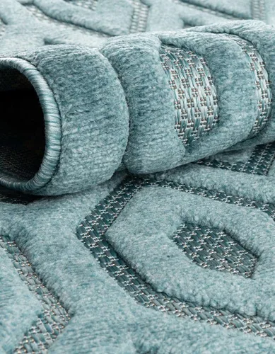 Vista 6 de Unique Loom Outdoor Trellis Textured Collection - Alfombra espacial (2 x 3 pies, rectangular, aguamarina y marfil)