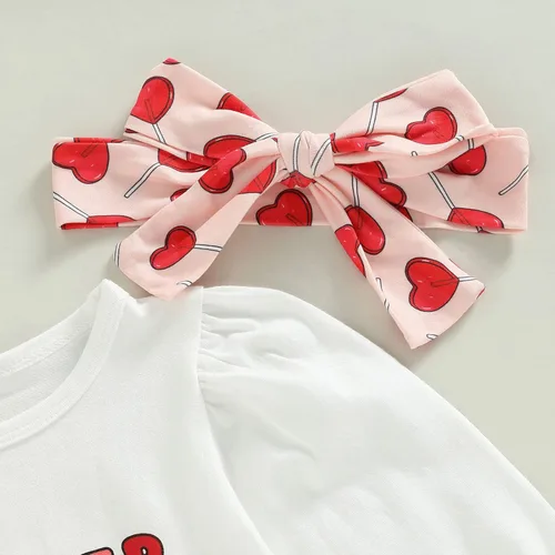 Vista 38 de FIOMVA Conjunto de ropa de 3 piezas con estampado de corazón para bebé recién nacida, para el día de San Valentín