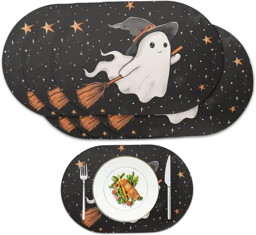 Vista 31 de Autumn Placemats Set of 2 Waterproof Wipeable 12X18 Inch Faux Leather Non Slip Heat Resistant Mats for Thanksgiving Dinner Outdoor Decor