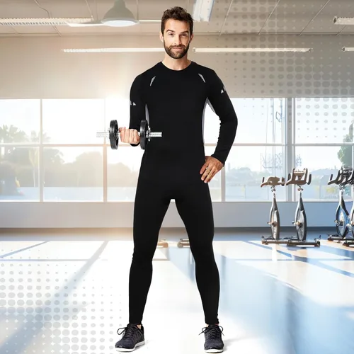 Vista 5 de Suhine 3 Pcs Men's Thermal Underwear Set Sport Winter Base Layer with Fleece Lined Base Layer Bottom Top Winter Shirt Pants