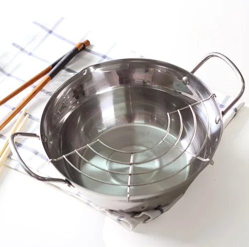 Vista 2 de Olla para freír Tempura de acero inoxidable, mini sartén profunda con escurridor, 8 pulgadas (7.9 in)