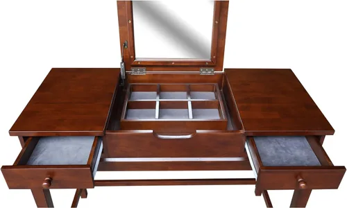 Vista 7 de International Concepts - Mesa de tocador con banco de tocador Esspresso