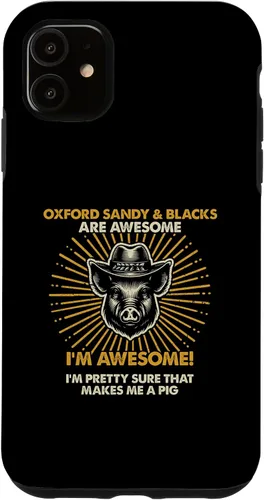 Vista 5 de iPhone 15 Pig Dad Mom Awesome - Farmer Breeder Oxford Sandy And Blacks Case