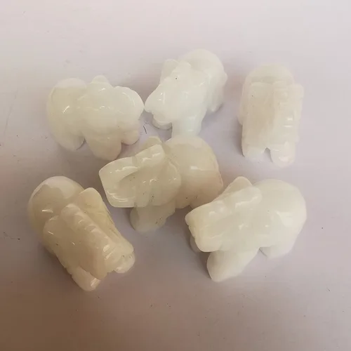 Vista 4 de Pequeña estatua de cristal de elefante tallada a mano, decoración de escultura de animal guardián de oficina en casa, 1.5 pulgadas, jade blanco