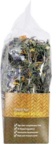 Vista 4 de Exotic Nutrition Pasture Plus+ Delicacy de diente de león – Premio natural saludable de flores secas de alta fibra – Conejillos de Indias, conejos