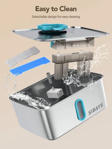 Vista 8 de SIBAYS Fuente de agua grande para perros de 4 galones/15 L, fuente de agua para mascotas de acero inoxidable con ventana de nivel de agua y luz LED